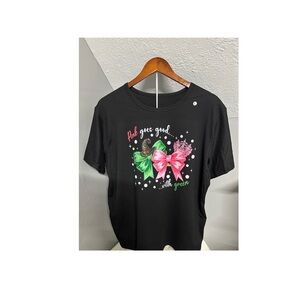 Black Short Sleeve T-Shirt L Wicked “Pink Goes Good With Green”